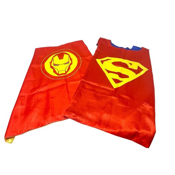 Superhero Childrens Reversible Cape Set - Superman & Iron Man - One Size - Picture 1 of 8